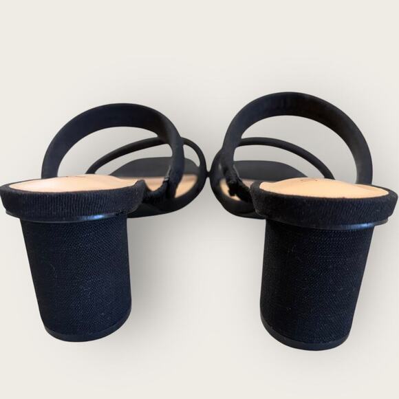 Journee Collection Fabric Double Strap Block Heel Slip On Sandals Size 10 Black - Picture 4 of 12